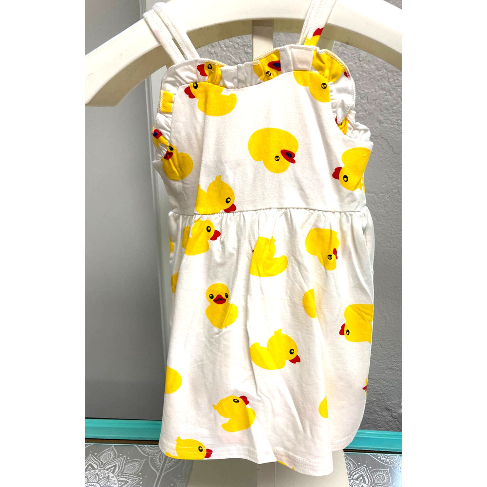 PatPat Toddler Size 18 to 24mo SunDress White with Baby Ducks and Red Bow